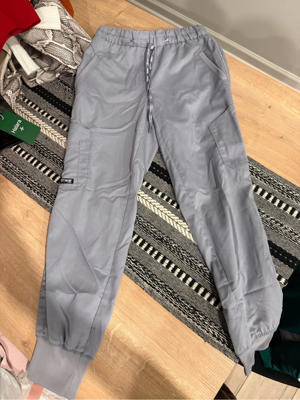 Light Gray Men's Cargo Jogger Scrub Pants